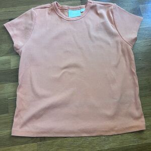 Maeve by Anthropologie Peach Ribbed Sleeve Top